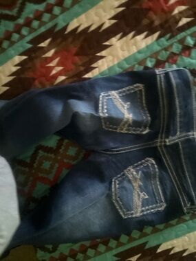 Rock 47 Western Kids Dark Blue Denim Jeans with Contrast Stitching